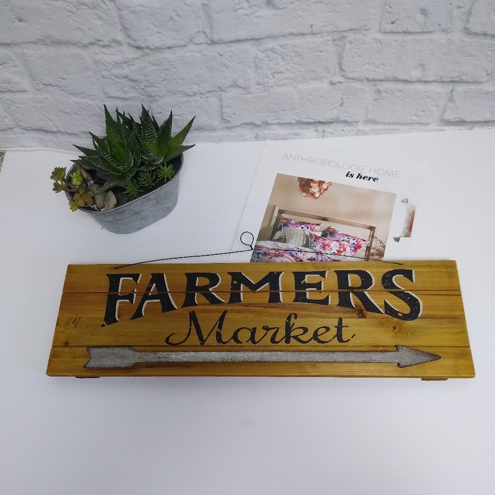 Farmhouse "Farmers Market" Wood Metal Sign Art